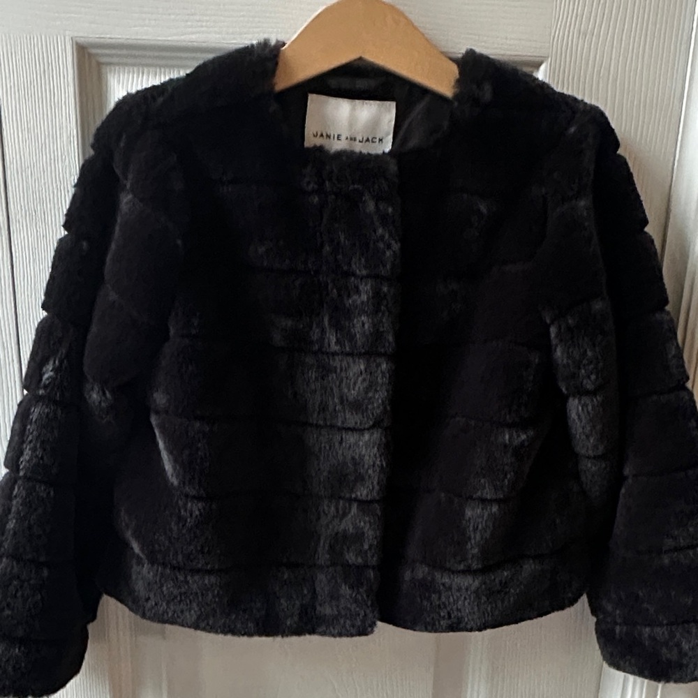Janie and Jack toddler Black Faux Fur Coat